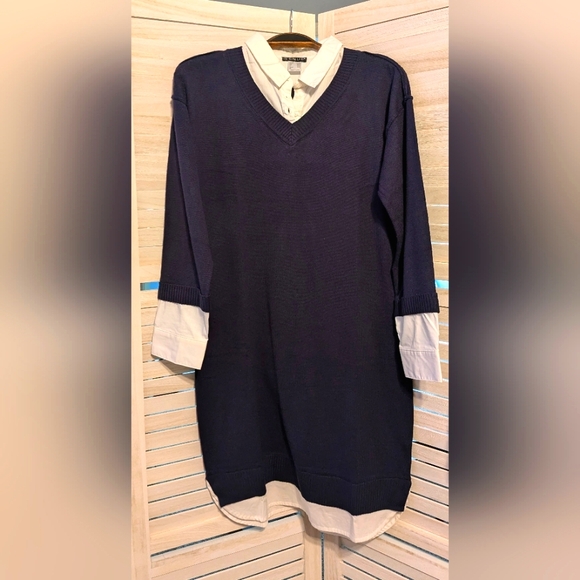 *NWOT* Venus Sweater dress with white shirt detail. Size S. - Picture 1 of 2